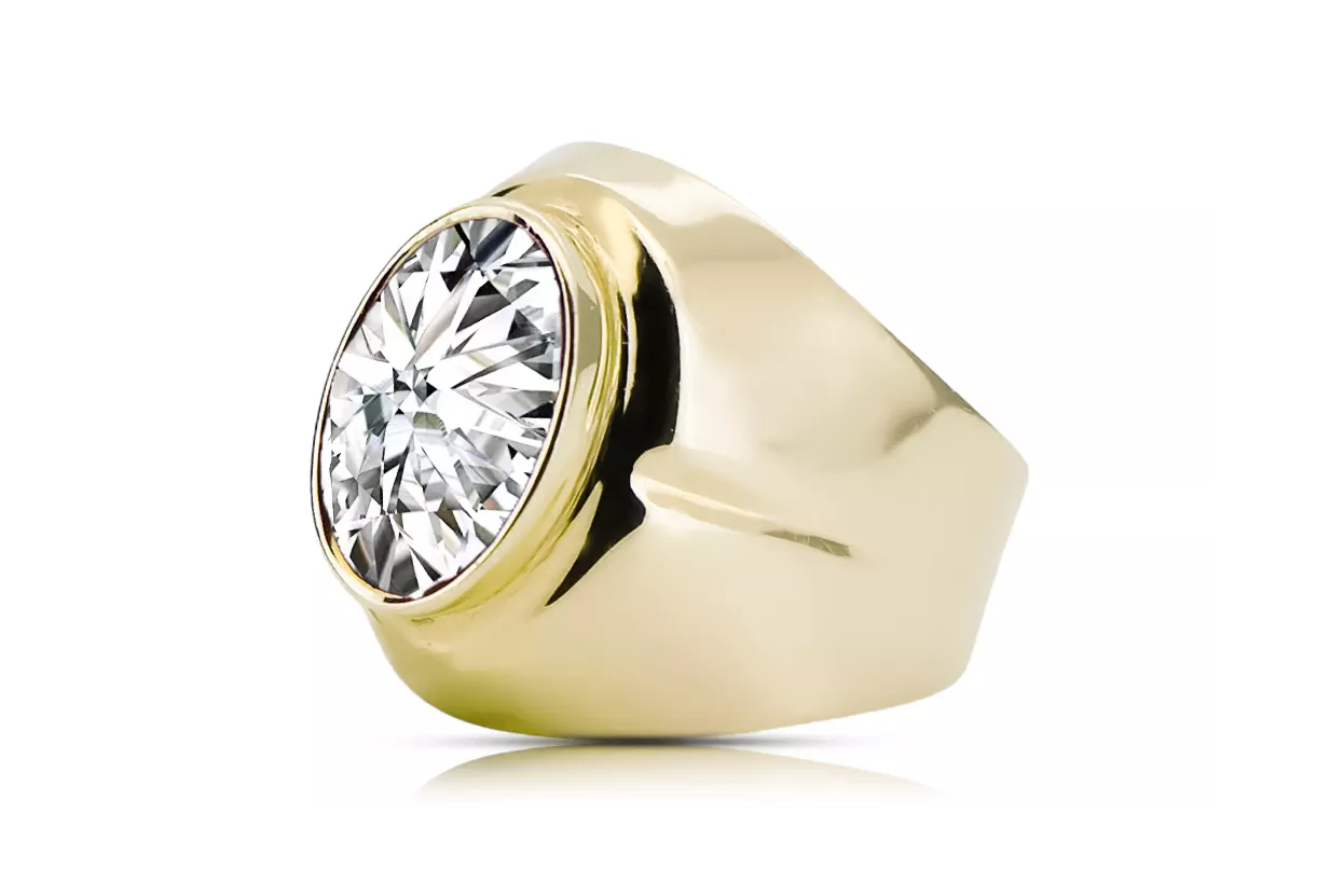 Пръстен Циркон 14K жълто злато Винтидж бижута vrc296y